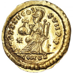 Römische Münzen, Kaiserreich, Theodosius II. (402-450 n. Chr.), Solidus n.d. (ca. 441-450 n. Chr.), Konstantinopel