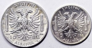 Albanie, Royaume, Vittorio Emanuele III (1939-1943), Lot 2 pièces.