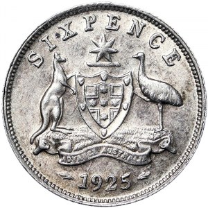 Austrália, kráľovstvo, George V (1910-1936), 6 Pence 1925