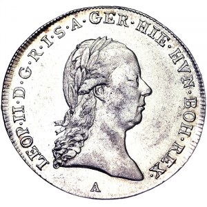 Rakúsko, Svätá ríša rímska (800/962 - 1806), Leopold II (1790-1792), 1/4 Kronentaler 1791, Viedeň