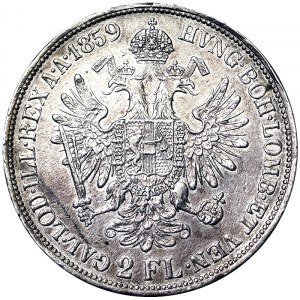 Rakousko, Rakousko-Uhersko, František Josef I. (1848-1916), 2 zlaté 1859, Kremnice