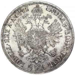 Austria, Cesarstwo Austro-Węgierskie, Franciszek Józef I (1848-1916), 2 Gulden 1871, Wiedeń