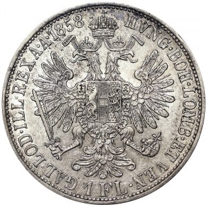 Rakousko, Rakousko-Uhersko, František Josef I. (1848-1916), 1 zlatý 1858, Karlsburg