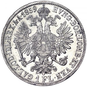 Austria, Cesarstwo Austro-Węgierskie, Franciszek Józef I (1848-1916), 1 Gulden 1859, Wiedeń