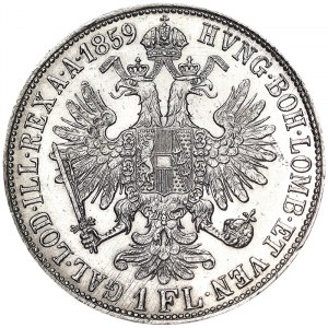 Rakousko, Rakousko-Uhersko, František Josef I. (1848-1916), 1 zlatý 1859, Kremnice