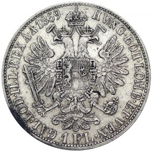 Rakúsko, Rakúsko-Uhorsko, František Jozef I. (1848-1916), 1 zlatý 1859, Karlsburg