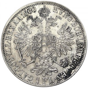 Austria, Cesarstwo Austro-Węgierskie, Franciszek Józef I (1848-1916), 1 Gulden 1860, Karlsburg