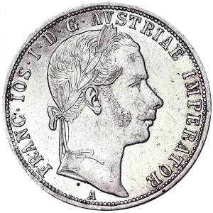 Austria, Cesarstwo Austro-Węgierskie, Franciszek Józef I (1848-1916), 1 Gulden 1861, Wiedeń