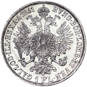 Austria, Cesarstwo Austro-Węgierskie, Franciszek Józef I (1848-1916), 1 Gulden 1861, Wiedeń