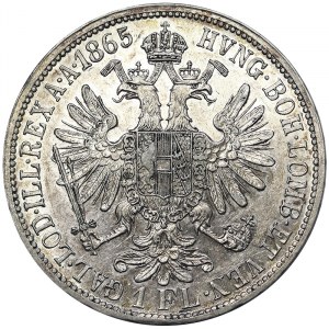 Austria, Cesarstwo Austro-Węgierskie, Franciszek Józef I (1848-1916), 1 Gulden 1865, Wiedeń