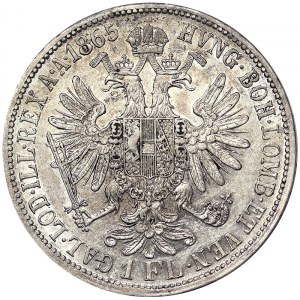 Austria, Cesarstwo Austro-Węgierskie, Franciszek Józef I (1848-1916), 1 Gulden 1865, Wiedeń