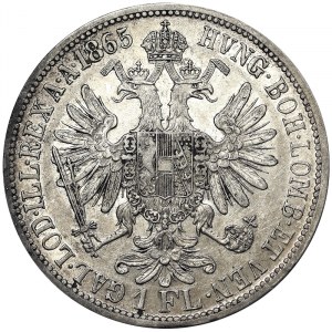 Austria, Cesarstwo Austro-Węgierskie, Franciszek Józef I (1848-1916), 1 Gulden 1865, Wiedeń