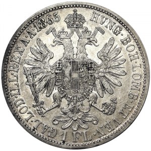 Rakúsko, Rakúsko-Uhorsko, František Jozef I. (1848-1916), 1 zlatý 1865, Viedeň