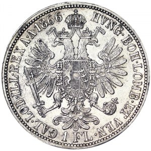 Austria, Cesarstwo Austro-Węgierskie, Franciszek Józef I (1848-1916), 1 Gulden 1866, Wiedeń
