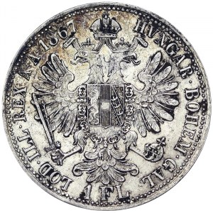 Austria, Cesarstwo Austro-Węgierskie, Franciszek Józef I (1848-1916), 1 Gulden 1867, Wiedeń