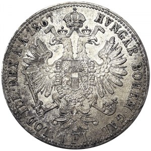 Rakousko, Rakousko-Uhersko, František Josef I. (1848-1916), 1 zlatý 1867, Kremnice