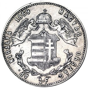 Rakousko, Rakousko-Uhersko, František Josef I. (1848-1916), 1 zlatý 1869, Kremnice