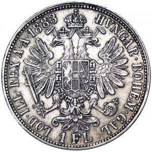 Rakúsko, Rakúsko-Uhorsko, František Jozef I. (1848-1916), 1 zlatý 1883, Viedeň