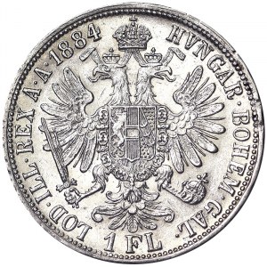 Austria, Cesarstwo Austro-Węgierskie, Franciszek Józef I (1848-1916), 1 Gulden 1884, Wiedeń