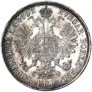 Rakousko, Rakousko-Uhersko, František Josef I. (1848-1916), 1 zlatý 1892, Vídeň