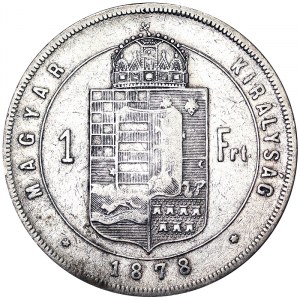 Rakúsko, Rakúsko-Uhorsko, František Jozef I. (1848-1916), 1 forint 1878, Kremnica
