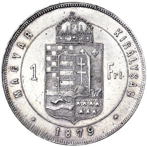 Rakousko, Rakousko-Uhersko, František Josef I. (1848-1916), 1 forint 1879, Kremnice