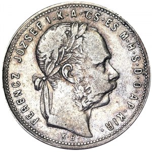 Rakúsko, Rakúsko-Uhorsko, František Jozef I. (1848-1916), 1 forint 1880, Kremnica