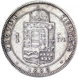 Austria, Austro-Hungarian Empire, Franz Joseph I (1848-1916), 1 Forint 1880, Kremnitz