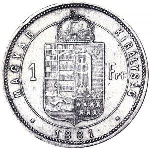 Austria, Impero austro-ungarico, Francesco Giuseppe I (1848-1916), 1 Fiorino 1881, Kremnitz