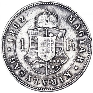 Rakousko, Rakousko-Uhersko, František Josef I. (1848-1916), 1 forint 1882, Kremnice