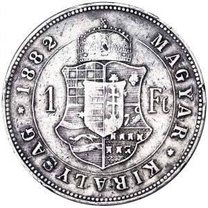 Rakúsko, Rakúsko-Uhorsko, František Jozef I. (1848-1916), 1 forint 1882, Kremnica