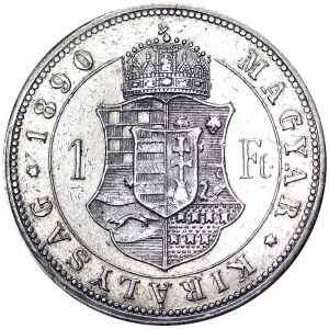 Rakousko, Rakousko-Uhersko, František Josef I. (1848-1916), 1 forint 1890, Kremnice