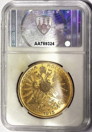 Rakousko, Rakousko-Uhersko, Franz Joseph I (1848-1916), 100 Corona 1915 Restrike,, Vídeň