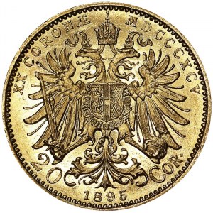 Austria, Cesarstwo Austro-Węgierskie, Franciszek Józef I (1848-1916), 20 Corona 1895, Wiedeń