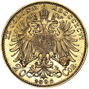 Österreich, Österreichisch-Ungarische Monarchie, Franz Joseph I. (1848-1916), 20 Corona 1896, Wien