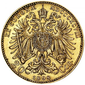 Austria, Cesarstwo Austro-Węgierskie, Franciszek Józef I (1848-1916), 20 Corona 1898, Wiedeń