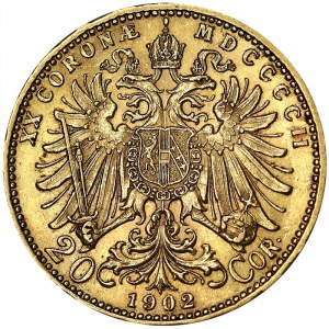 Autriche, Empire austro-hongrois, François-Joseph Ier (1848-1916), 20 Corona 1902, Vienne