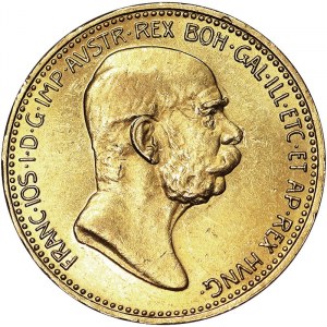 Austria, Cesarstwo Austro-Węgierskie, Franciszek Józef I (1848-1916), 20 Corona 1908, Wiedeń