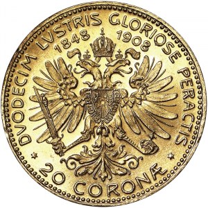 Autriche, Empire austro-hongrois, François-Joseph Ier (1848-1916), 20 Corona 1908, Vienne