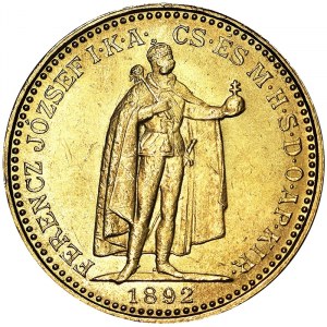 Autriche, Empire austro-hongrois, François-Joseph Ier (1848-1916), 20 Korona 1892, Kremnitz