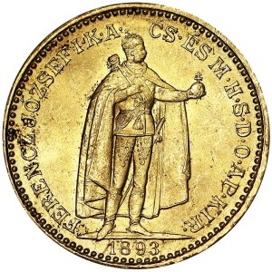 Rakousko, Rakousko-Uhersko, Franz Joseph I (1848-1916), 20 Korona 1893, Kremnice