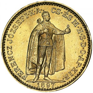 Austria, Impero Austro-Ungarico, Francesco Giuseppe I (1848-1916), 20 Corona 1897, Kremnitz