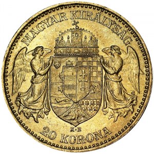 Austria, Impero Austro-Ungarico, Francesco Giuseppe I (1848-1916), 20 Corona 1897, Kremnitz