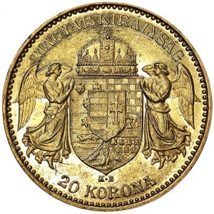 Österreich, Österreichisch-Ungarische Monarchie, Franz Joseph I. (1848-1916), 20 Korona 1898, Kremnitz