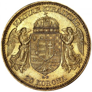 Österreich, Österreichisch-Ungarische Monarchie, Franz Joseph I. (1848-1916), 20 Korona 1900, Kremnitz