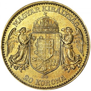 Autriche, Empire austro-hongrois, François-Joseph Ier (1848-1916), 20 Korona 1902, Kremnitz