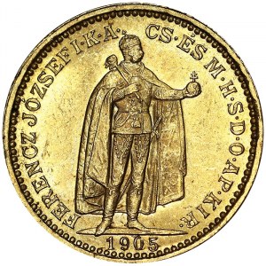 Österreich, Österreichisch-Ungarische Monarchie, Franz Joseph I. (1848-1916), 20 Korona 1905, Kremnitz