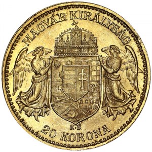 Autriche, Empire austro-hongrois, François-Joseph Ier (1848-1916), 20 Korona 1905, Kremnitz