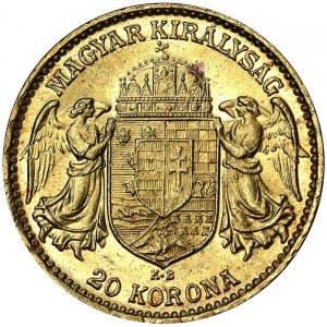 Austria, Austro-Hungarian Empire, Franz Joseph I (1848-1916), 20 Korona 1914, Kremnitz