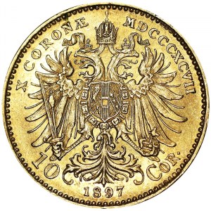 Rakúsko, Rakúsko-Uhorsko, František Jozef I. (1848-1916), 10. koruna 1897, Viedeň